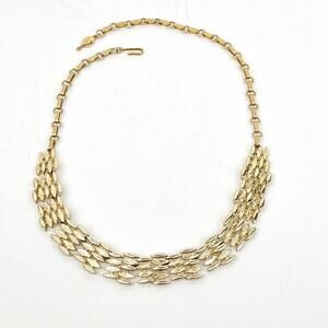Sarah Coventry Necklace Smooth Textured Links Gold Tone Winsome Fashion Timeless